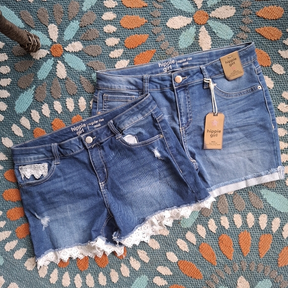 Hippie Girl Girls Regular Rise Midi Denim shorts -Size 16 Set Of 2 - Picture 1 of 11